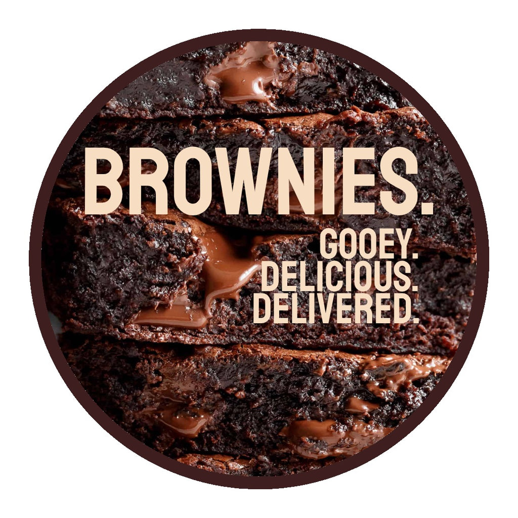 BROWNIES. GOOEY. DELICIOUS. DELIVERED.