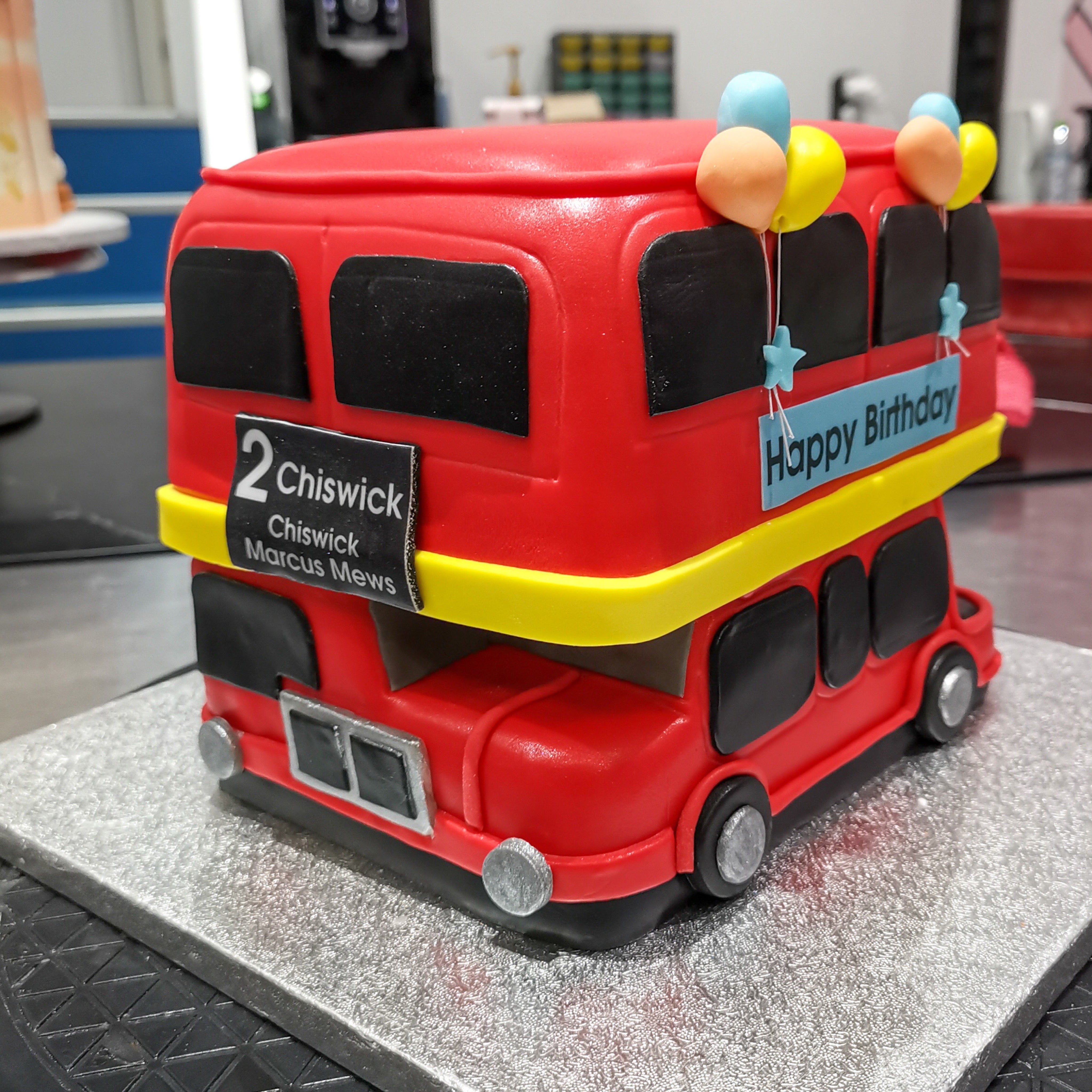 Large Red Bus Cake Topper