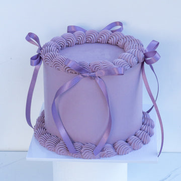 Red Ribbon Puple Cake Purple Cake with ribbons | My Baker