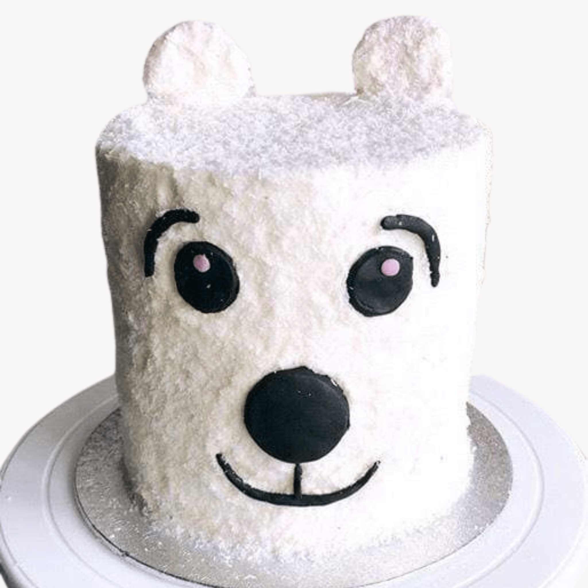 Happy birthday card with polar bear and cake Vector Image
