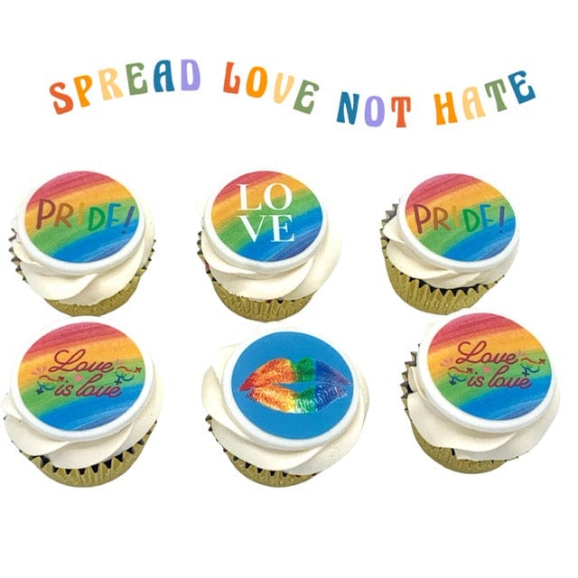 My Baker 'Spread Love Not Hate' LGBTQ+ Pride Cupcakes
