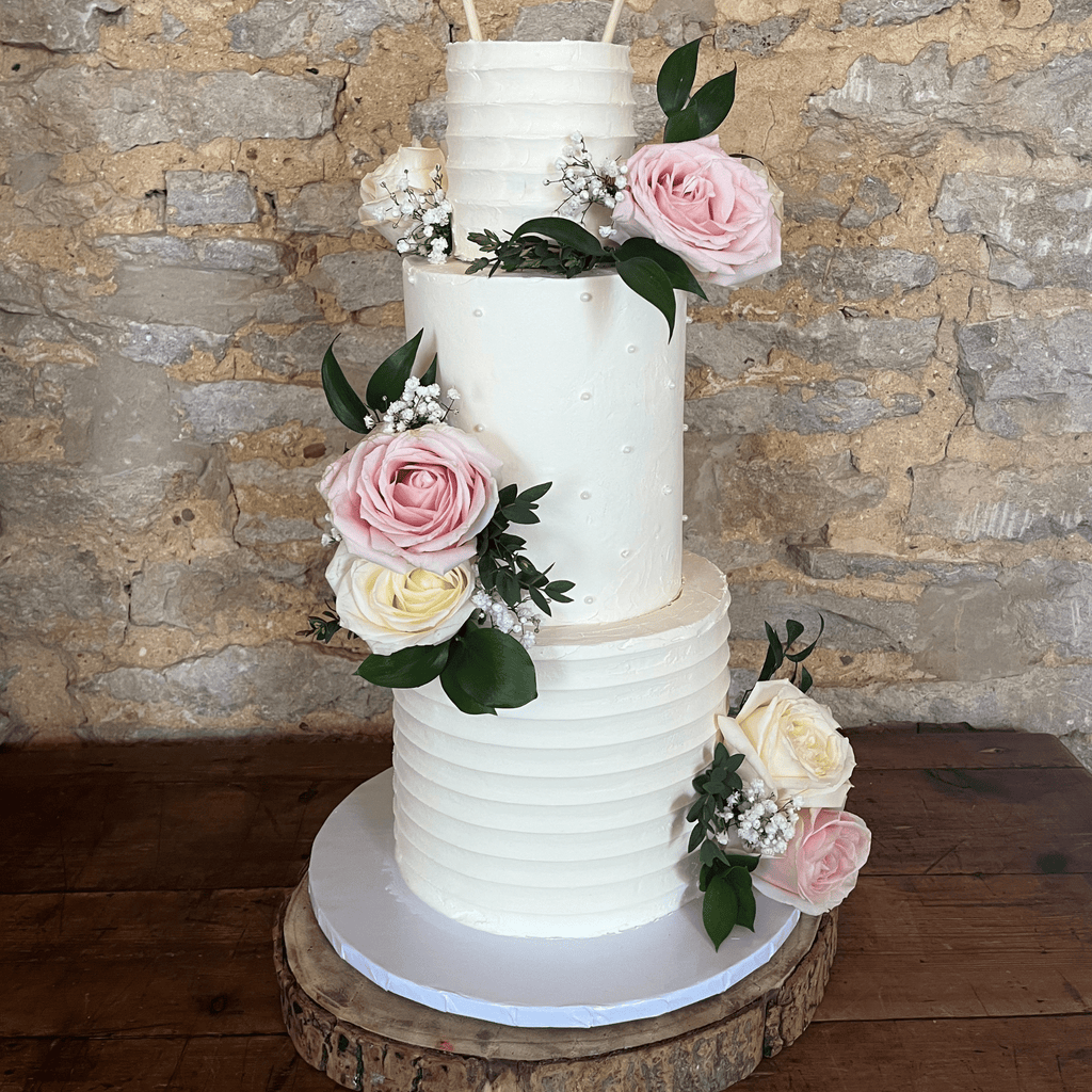 mybakerco NEW Groove and Pearl Floral Wedding Cake